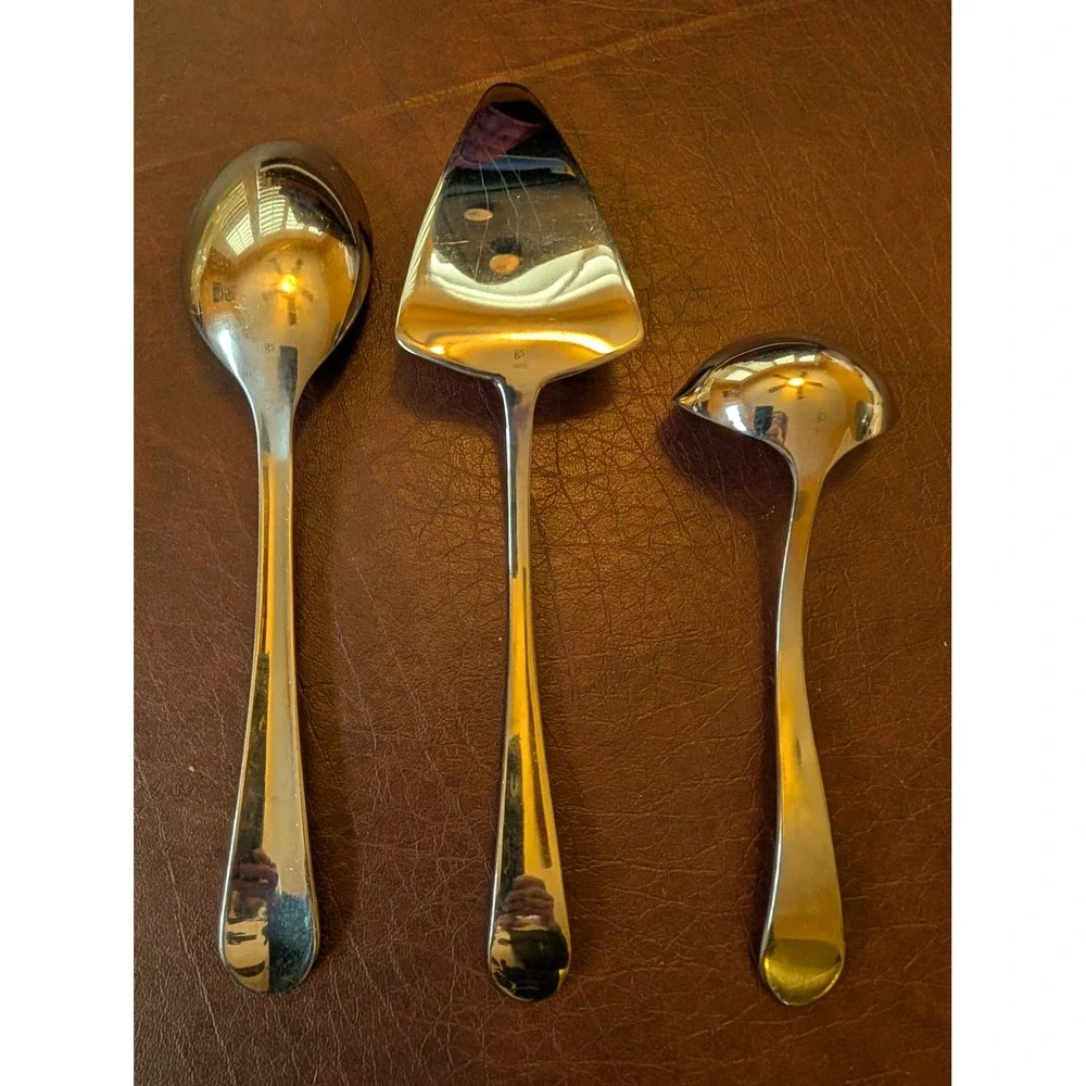 GS Stainless Steel Serving Set 3Pcs Spoon Cake Server Sauce Ladle GS18/8
